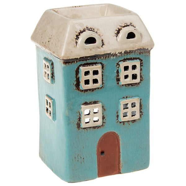 Village Pottery Wax Warmer Oil Burner - Square - Teal Navy