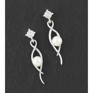 Crossover Silver Plated Pearl Earrings
