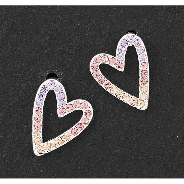 Elegant Pastels - Silver Plated Heart Stud Earrings