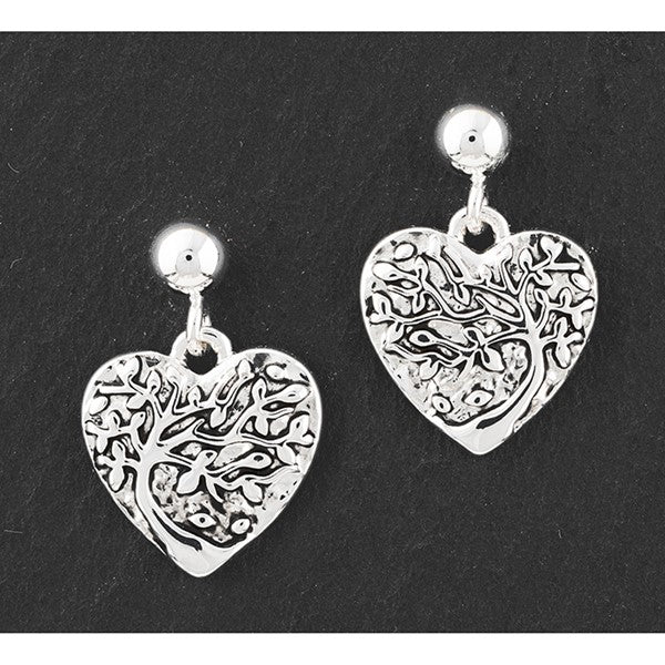 Tree Of Life Silver Plated Antiqued Earrings