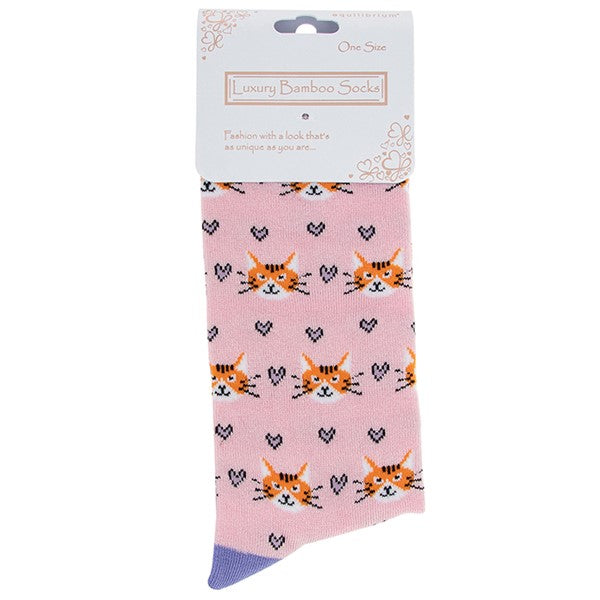 Bamboo Socks - Kitten / Cat - Pink