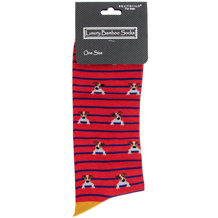 Men's Bamboo Socks - Dog - Red