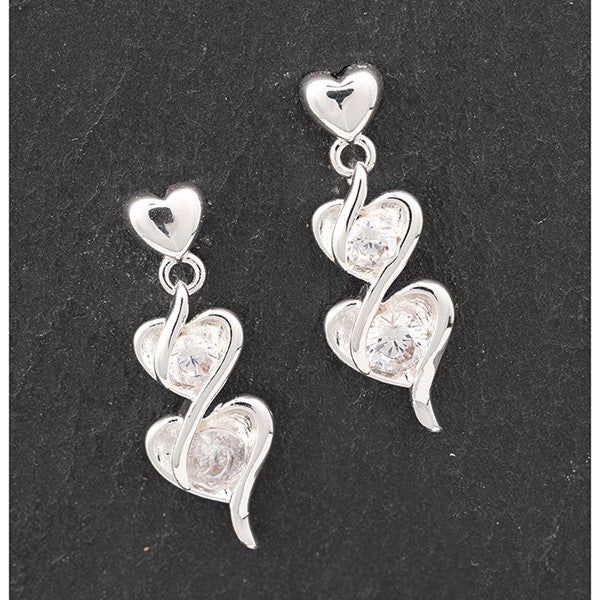 Triple Heart - Silver Plated Earrings