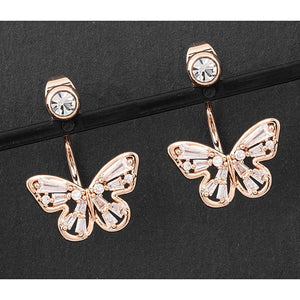 Sparkle Butterfly Rose Gold Plated Earrings