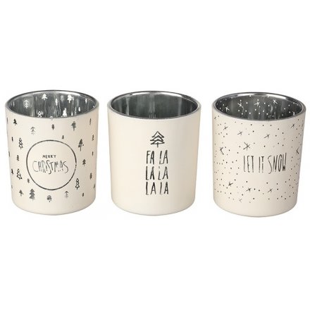 Let It Snow T-Light Holders - Set of 3