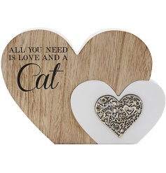 Wooden Heart Block - Large - Cat