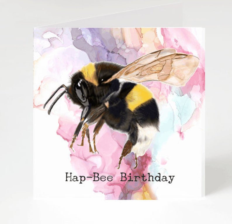 Hap-Bee Birthday - Bee Happy Birthday Card .