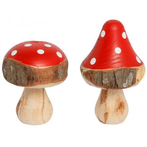 Red Wooden Toadstools - Pair