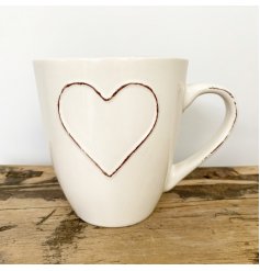 Shabby Chic Heart Mug - Cream