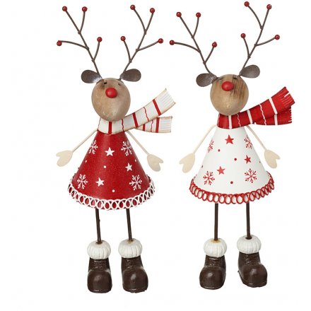 Metal Winter Reindeers - Red & White