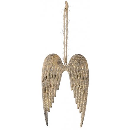 Tarnished Gold Hanging Angel Wings