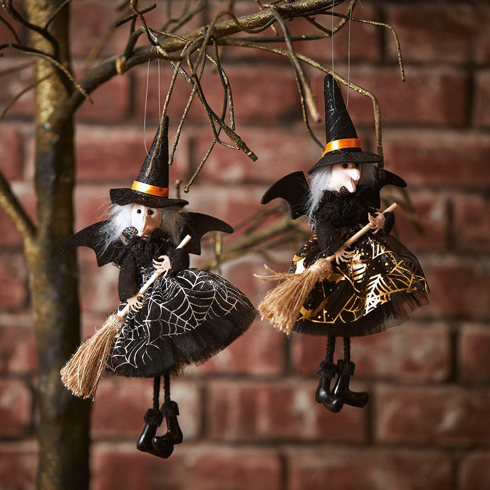Witch On Broomstick - Hanging