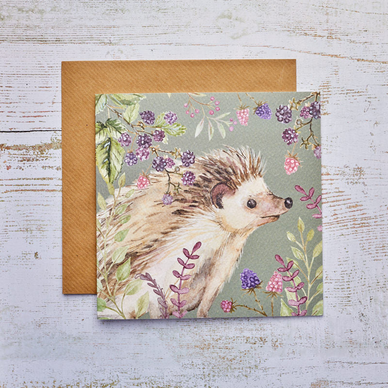 Hedgehog & Berries Card - Blank