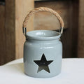 Grey Porcelain Star T-Light Lantern 10cm