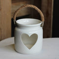 White Porcelain Heart T-Light Lantern 10cm