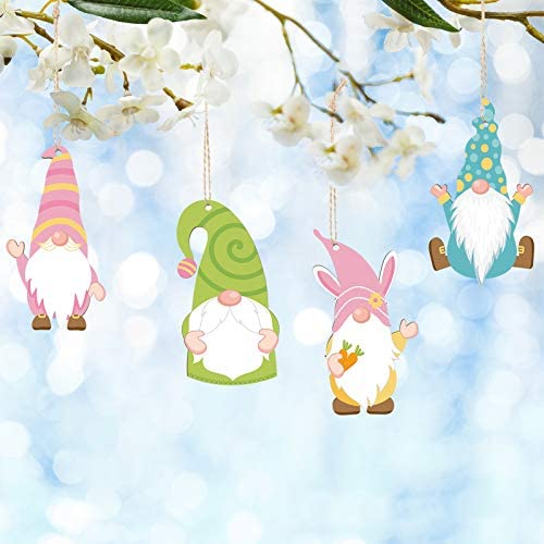 Easter Wooden Gonk Hanging Decorations x 8