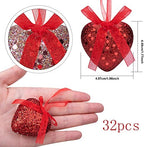 Glitter Heart Baubles - Set of 8
