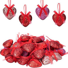 Load image into Gallery viewer, Glitter Heart Baubles - Set of 8
