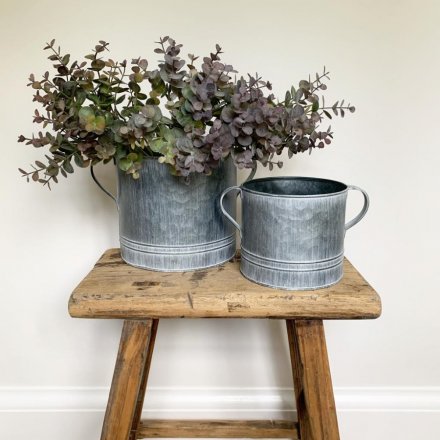 Aged Grey Tapered Handle Pot - Small