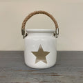 White Porcelain Star T-Light Lantern 7cm
