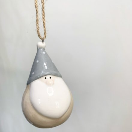 Gonk Santa Tree Hanger - Beige & Grey