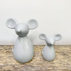 Grey Ceramic Mice - Pair