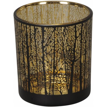Black & Gold Tree T-Light Holder - Small