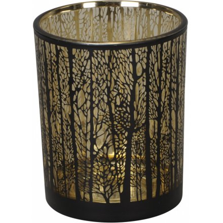 Black & Gold Tree T-Light Holder - Large