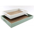 Green & White Trays - Pair