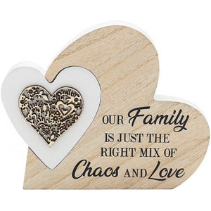 Wooden Heart Block - Family - Chaos and Love