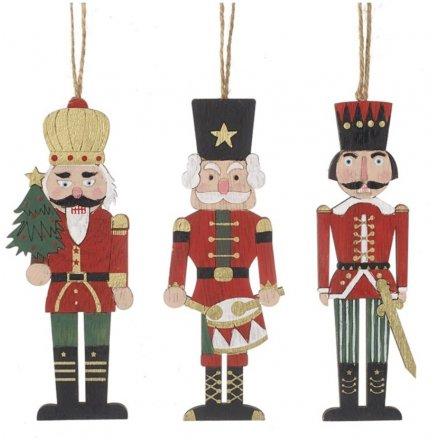 Nutcracker Soldier Hanging Decorations - Set of 3