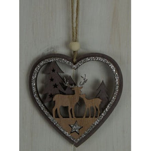 Woodland Scene Hanging Heart Decoration .