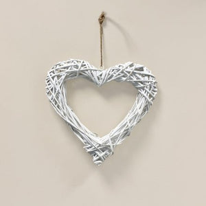 White Woven Wicker Heart - 10cm
