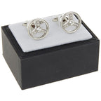 Equilibrium EQ For Men Steering Wheels Cufflinks Silver With Diamantes