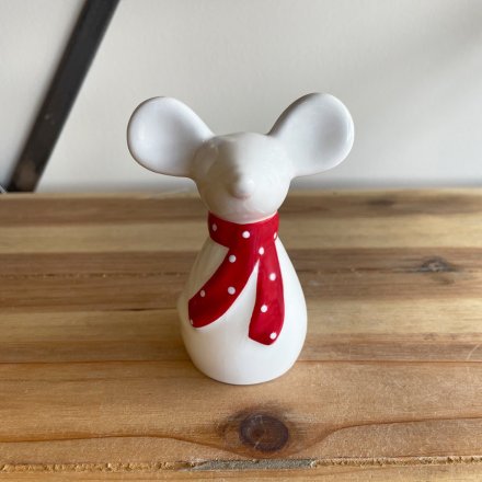 Ceramic Mouse With Red Scarf - Large