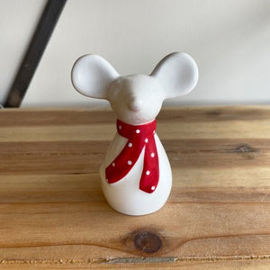 Ceramic Mouse With Red Scarf - Large .
