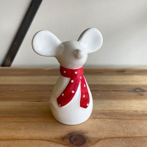 Ceramic Mouse With Red Scarf - Small .