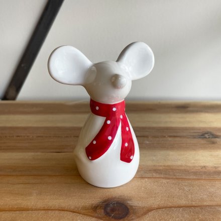 Ceramic Mouse With Red Scarf - Large