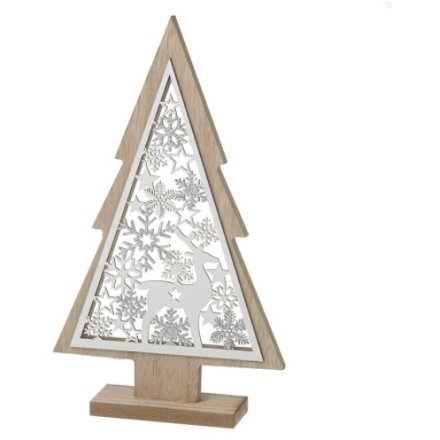 Wooden Christmas Tree Cut Out With Stag