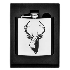 Stag Silver Hip Flask - 6oz
