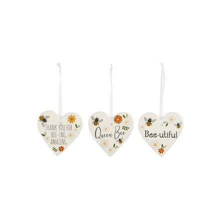 Ceramic Hanging Bee Hearts