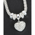Diamante Heart Silver Plated Mesh Necklace