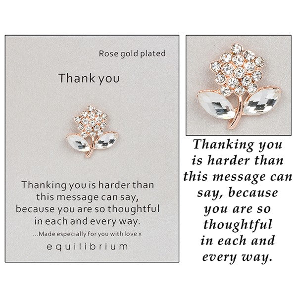 Thank You Card With Rose Gold Plated Brooch