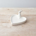 White Bunny Rabbit Heart Dish