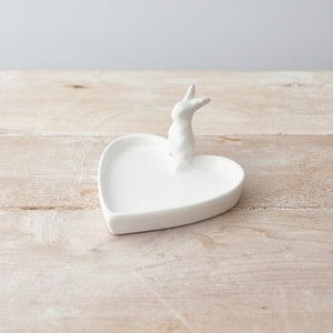 White Bunny Heart Dish ..