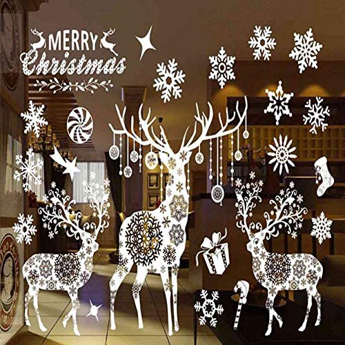 Christmas Reindeer/Stags & Snowflakes - Static Window Stickers .
