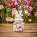 Easter Bunny Rabbit Jar With Flowers