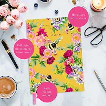 Mustard Bee A5 Fabric Journal