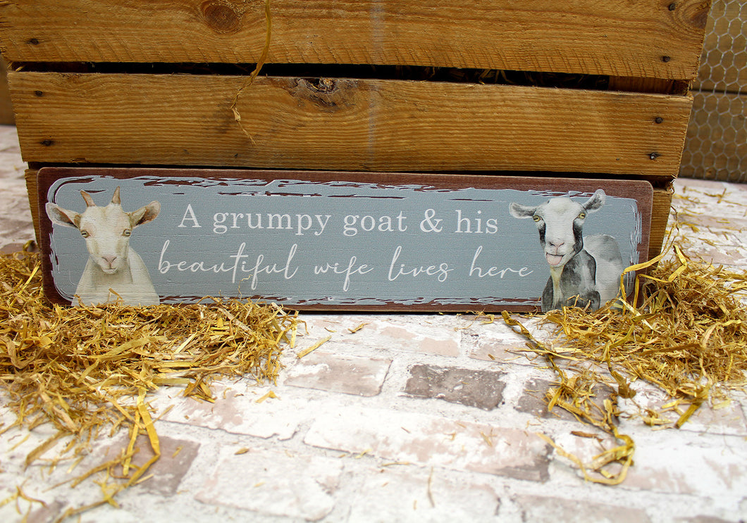Farm Animals - Grumpy Goat & His Beautiful Wife Sign