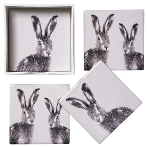 Ceramic Coasters Set - Hares